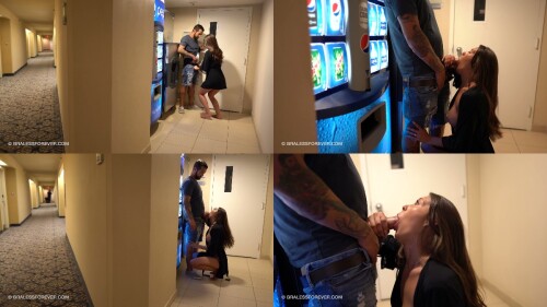 xxx BralessForever Emma G Hotel Hallway Blowjob