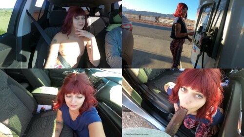 xxx BralessForever Katie Swallows Cock Near A Busy Road