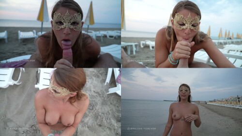 xxx BralessForever Rocky Beach Blowjob at Sunrise